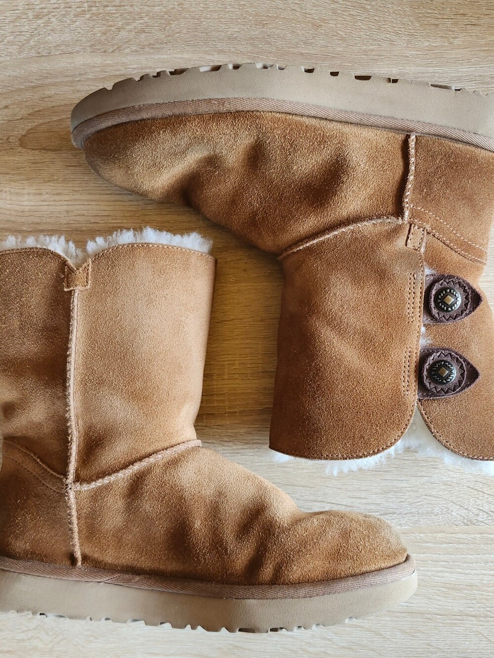 Pre-owned Ugg Marciela II Genuine Shearling Chestnut Brown Suede Boot Sz 7